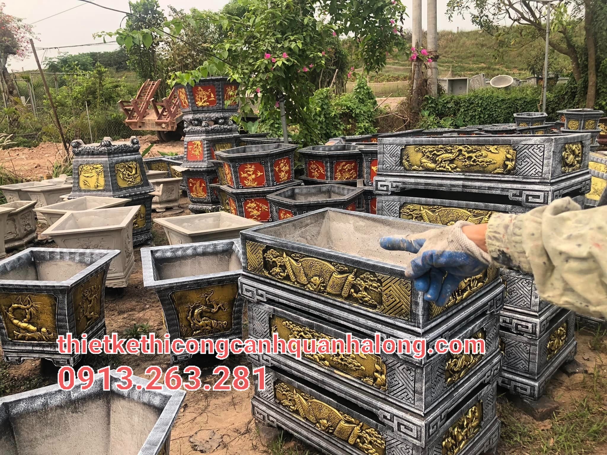 BÁN, CUNG CẤP CHẬU XI MĂNG TRỒNG CÂY TẠI HẠ LONG LIÊN HỆ: 0913.263.281